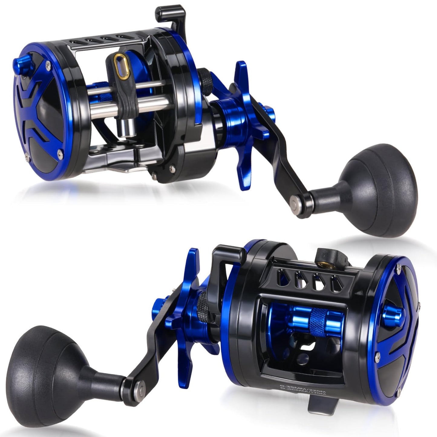 Baitcasting Fishing Reel, Smooth Powerful Round Baitcaster Reel, Saltwater Inshore Surf Trolling Reel, Conventional Reel for Catfish, Musky, Bass, Pike