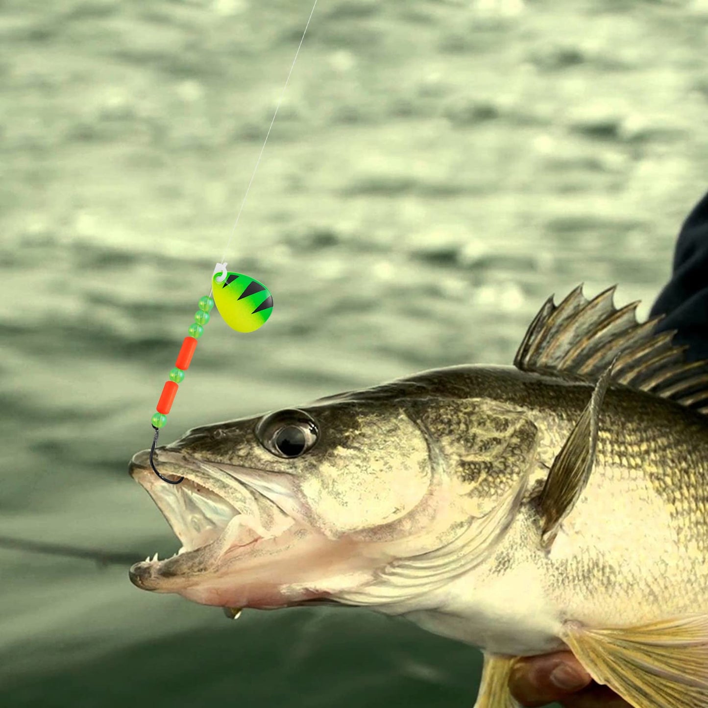 Dr. Fish 10 Pack Walleye Rigs Kit, 47 Inches, 15LB Mono Crawler Harness Walleye Float Rig Colorado Spinner Octopus Hooks for Freshwater Trolling