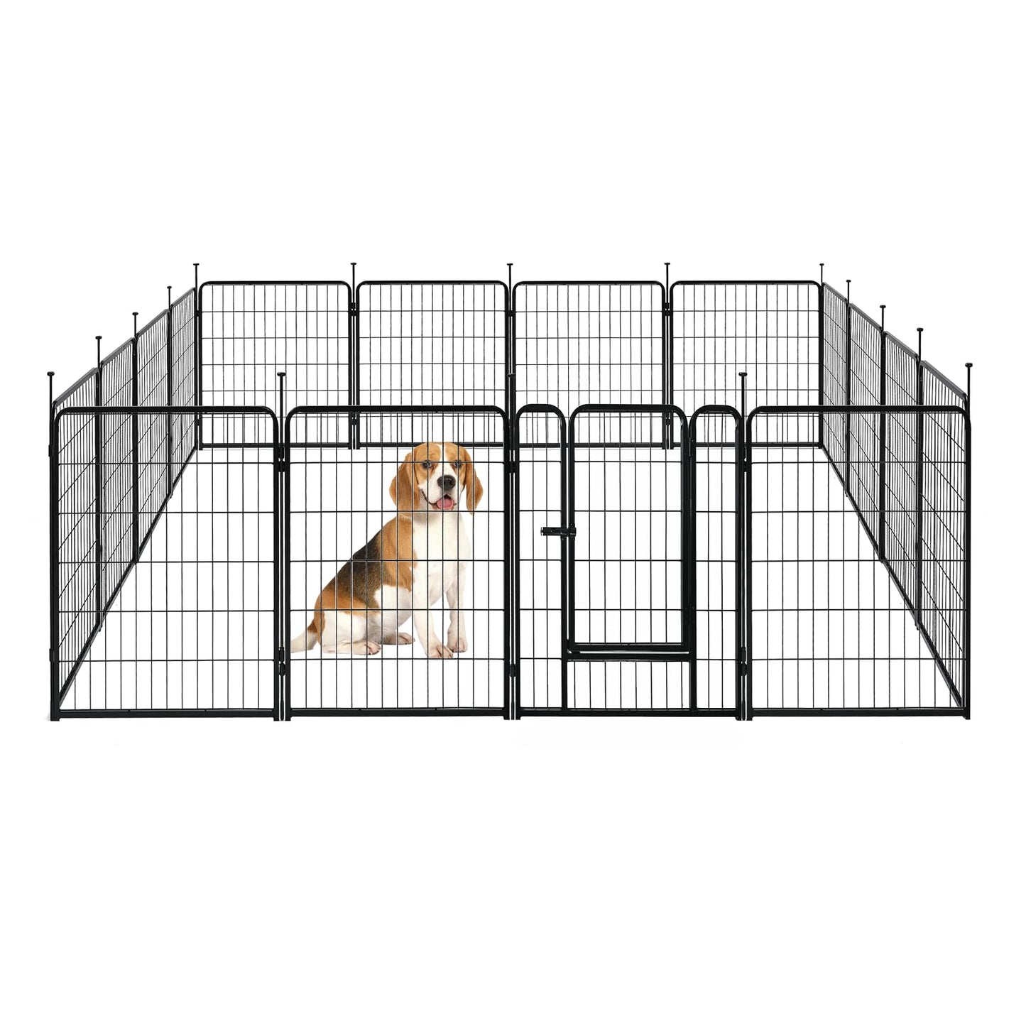 Amazon Basics Dog Playpen, 16 Panels Metal Fence with Door, Foldable for Indoor and Outdoor Use, Suitable for Small to Medium Sized Dogs, 30 Inch Height, Black