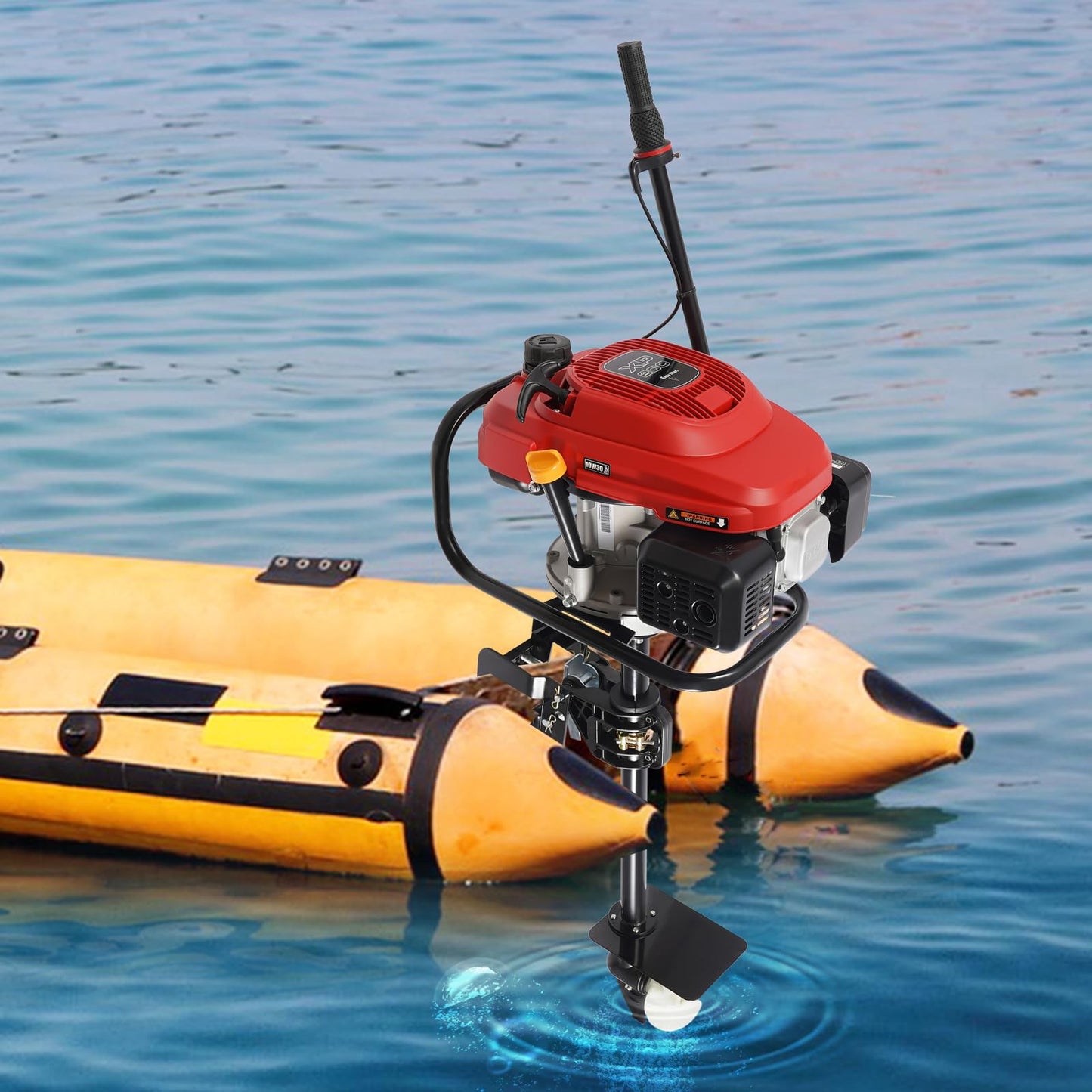 Cbhfmljd 4-Stroke 6HP Outboard Motor, Boat Motor Heavy Duty Outboard Boat Motors Inflatable Marine Fishing Boat Yacht Engine with Air Cooling System