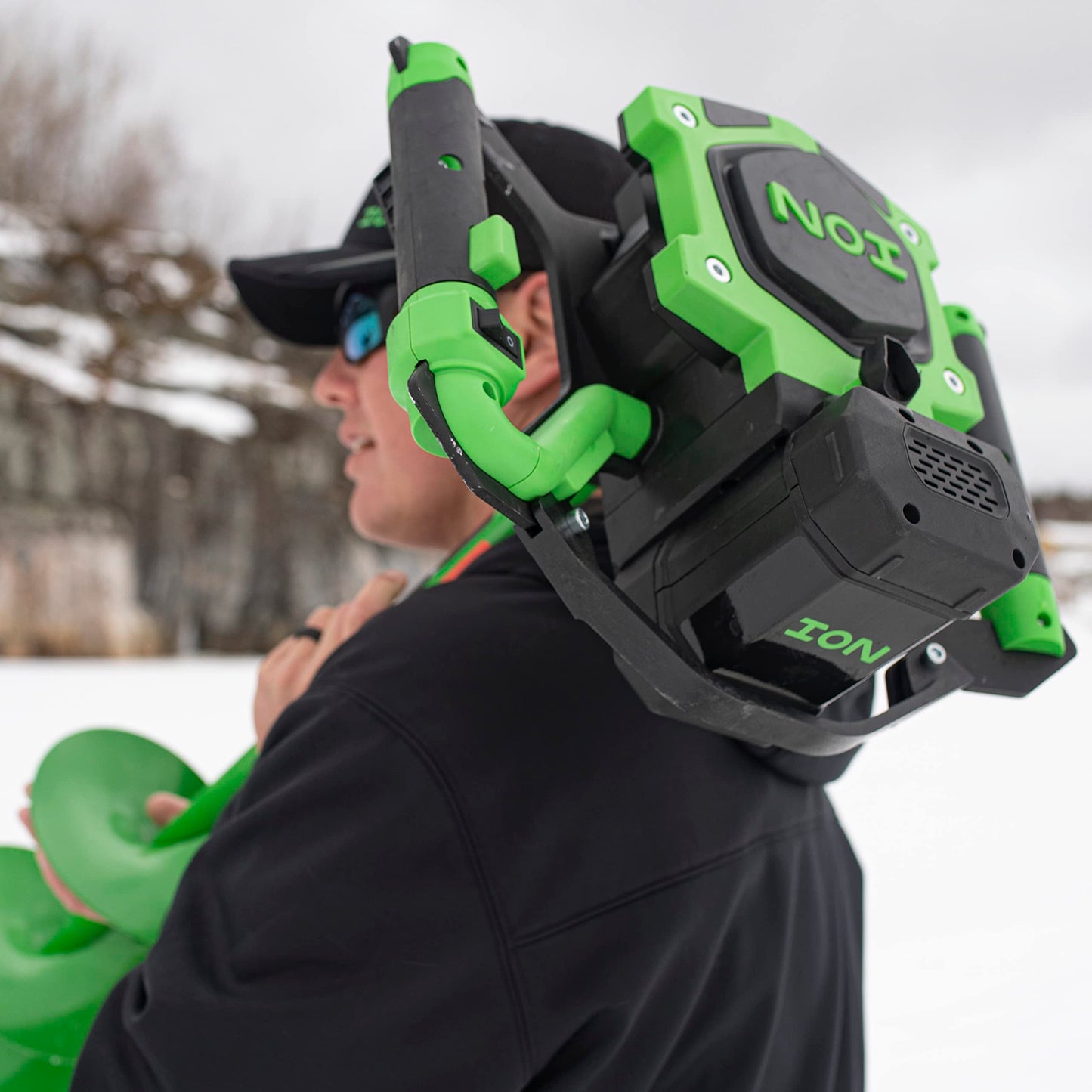 ION Alpha Electric Ice Fishing Auger, Gen 3, 40V Lithium-ion, Steel, Green