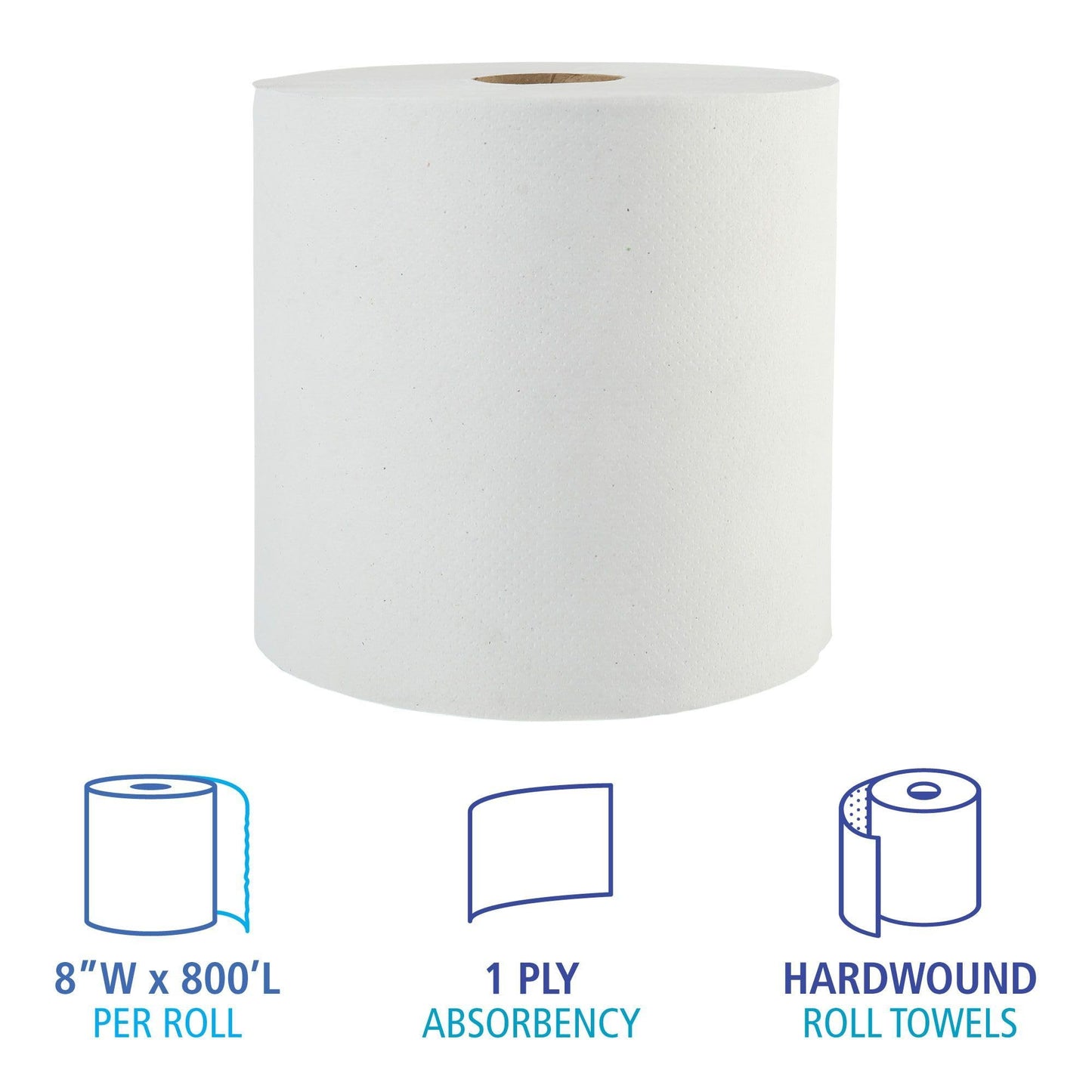 Boardwalk 17GREEN Boardwalk Green Universal Roll Towels, Natural White, 8"x800ft (Case of 6 Rolls)