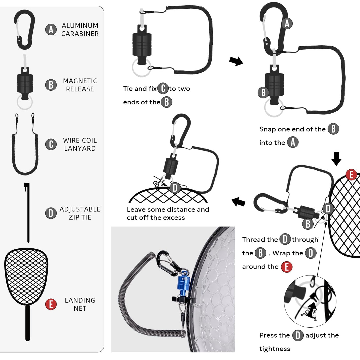 SF Fly Fishing Landing Net Soft Rubber Mesh Trout Net Catch and Release Net