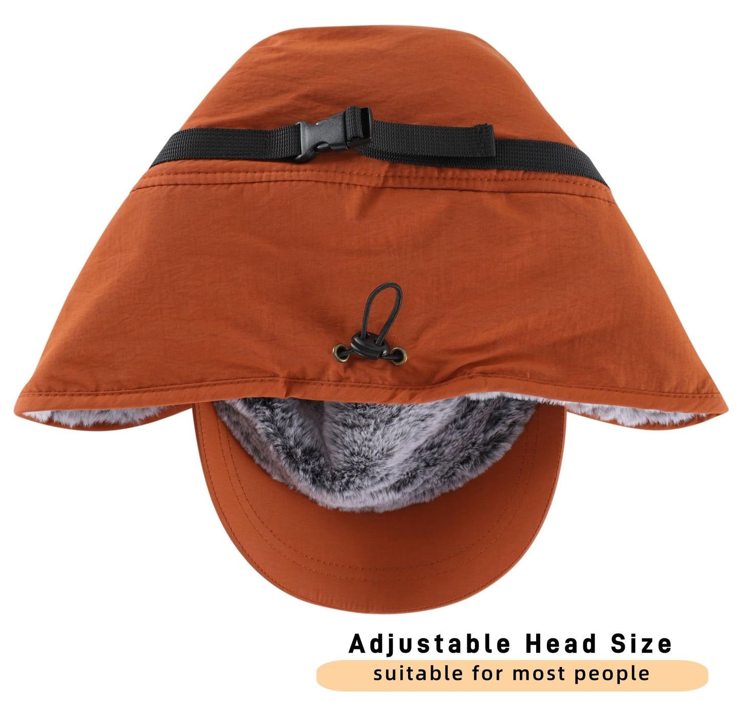 Connectyle Men's Winter Hat with Visor Warm Earflaps Hat Fully Lined Faux Fur Baseball Cap Trapper Hunting Hats