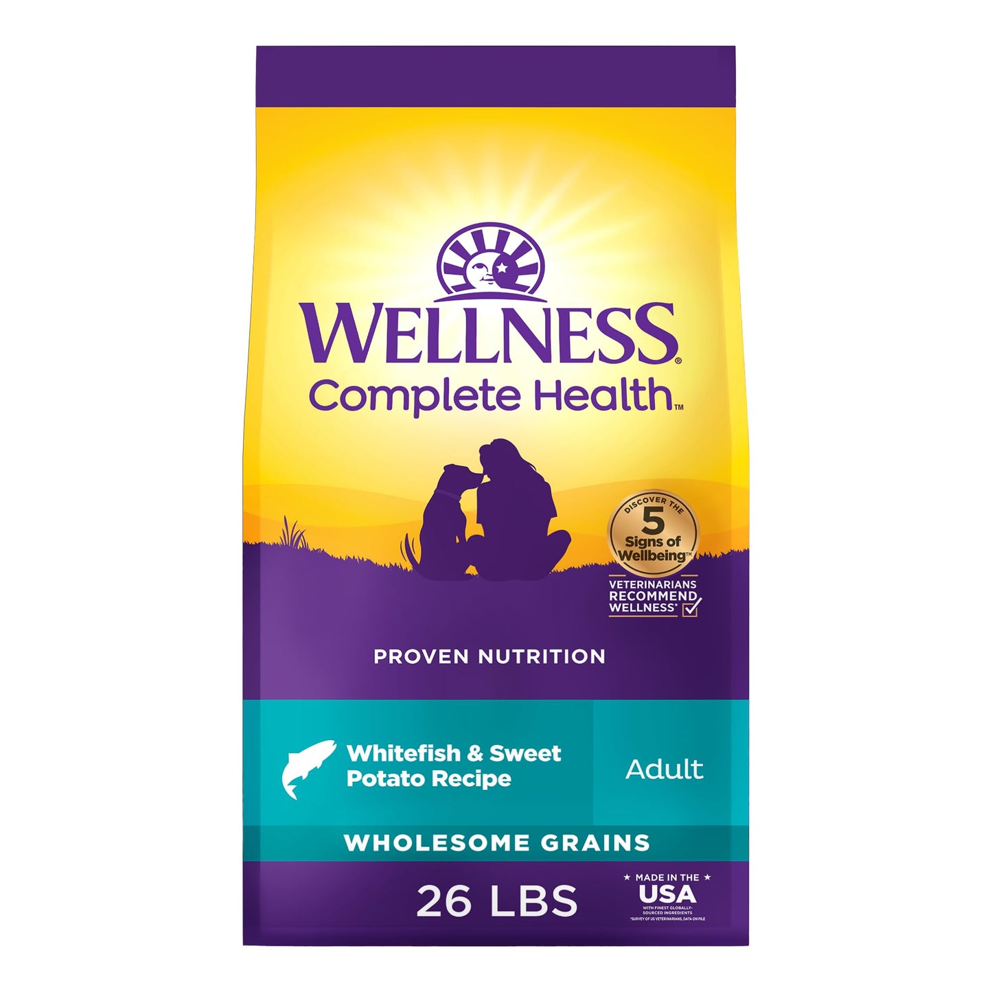 Wellness Complete Health Dry Dog Food, Wholesome Grains, Natural, Lamb & Barley Recipe, (30-Pound Bag)