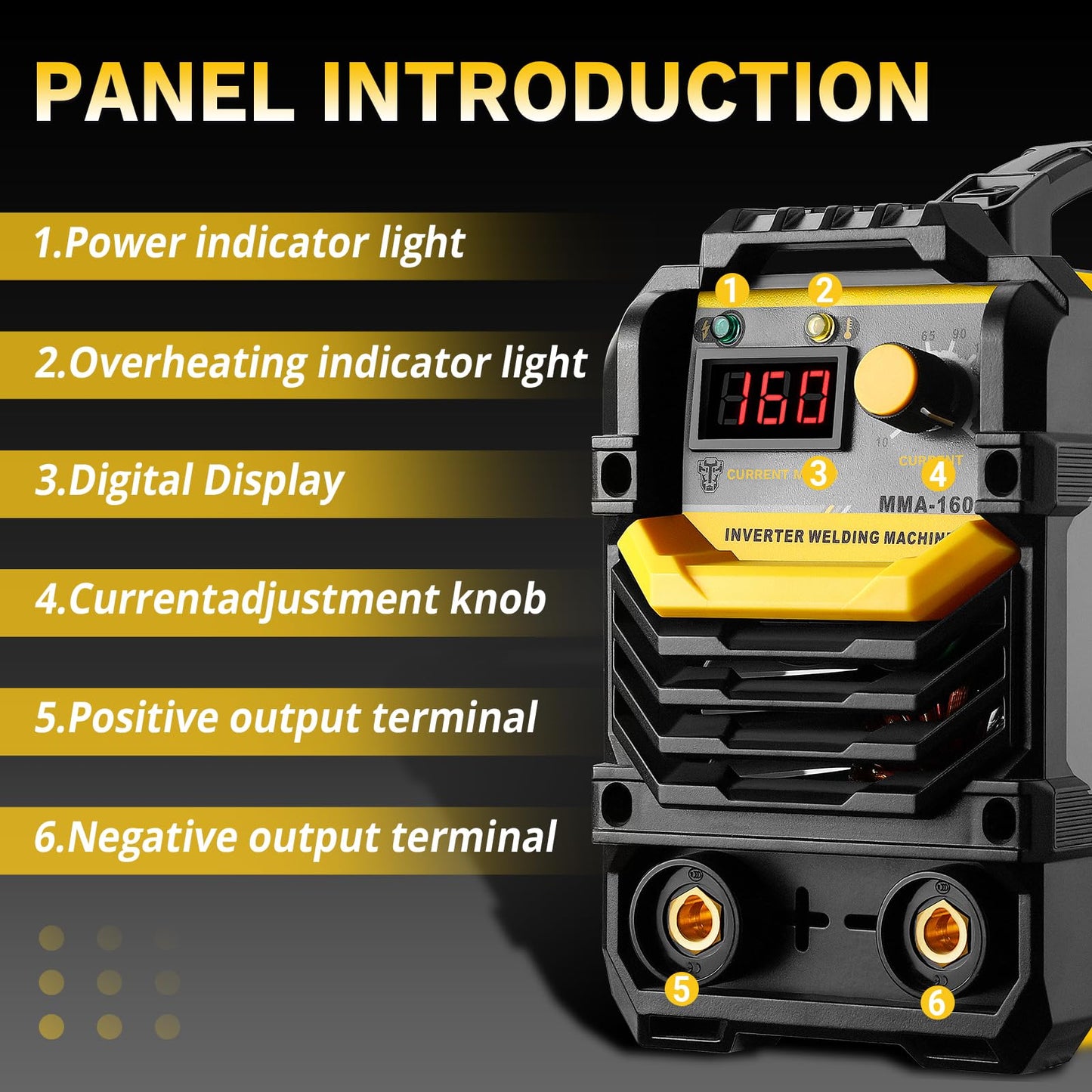DEKOPRO 110/220V MMA Welder,160A ARC Welder Machine IGBT Digital Display LCD Hot Start Welder with Electrode Holder,Work Clamp, Input Power Adapter Cable and Brush