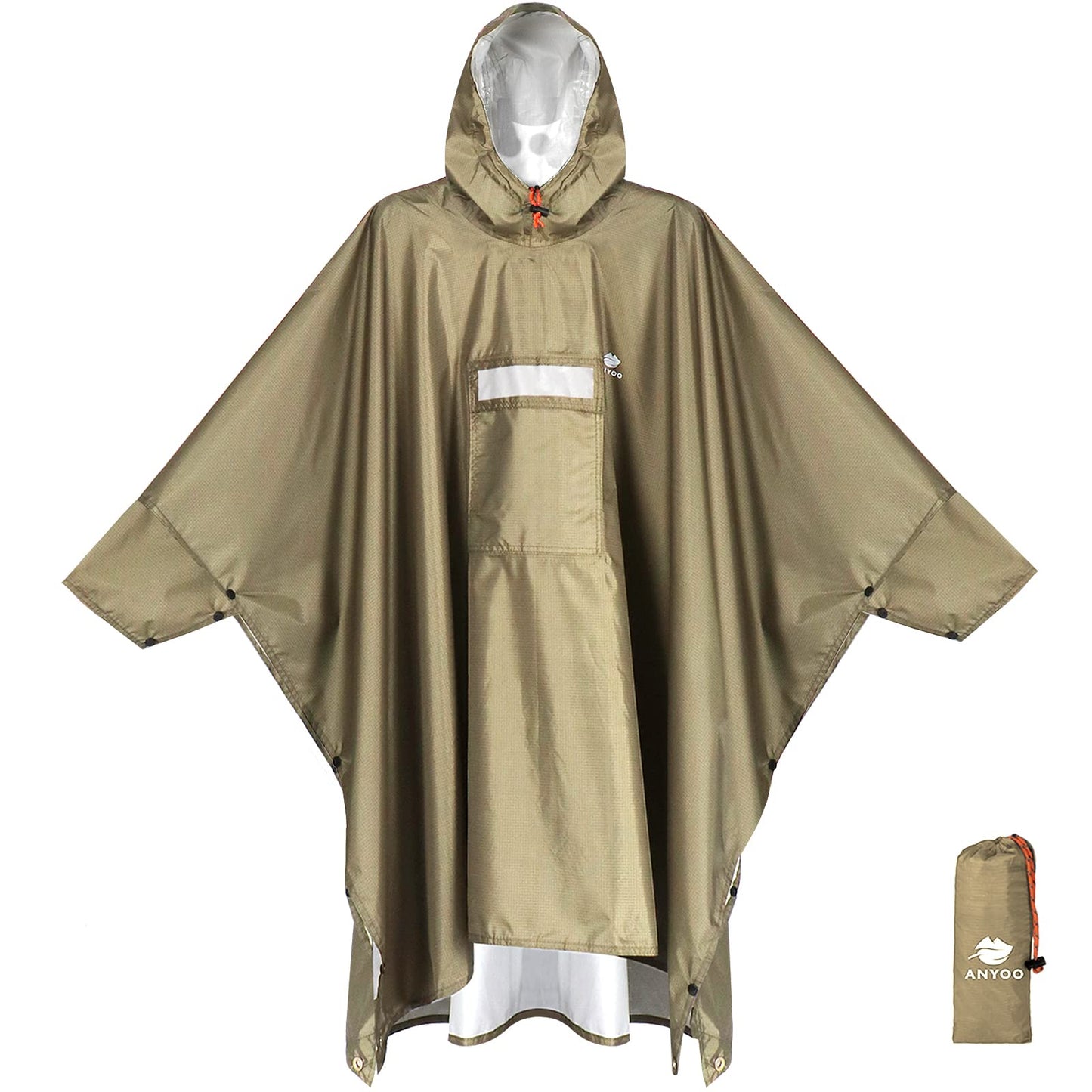 ANYOO Hooded Rain Poncho for Adults Waterproof Lightweight Rain Coat for Men Women Reusable Rain Jacket for Emergency Outdoor