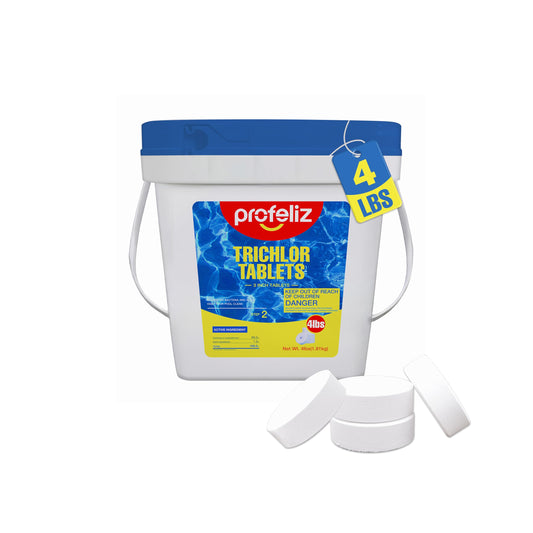 PROFELIZ Chlorine Tablets 3 Inch for Swimming Pools, Kills Bacteria and Stops Algae, Slow Dissolving,Individually Wrapped,Pool Chlorine Tablets,4lbs