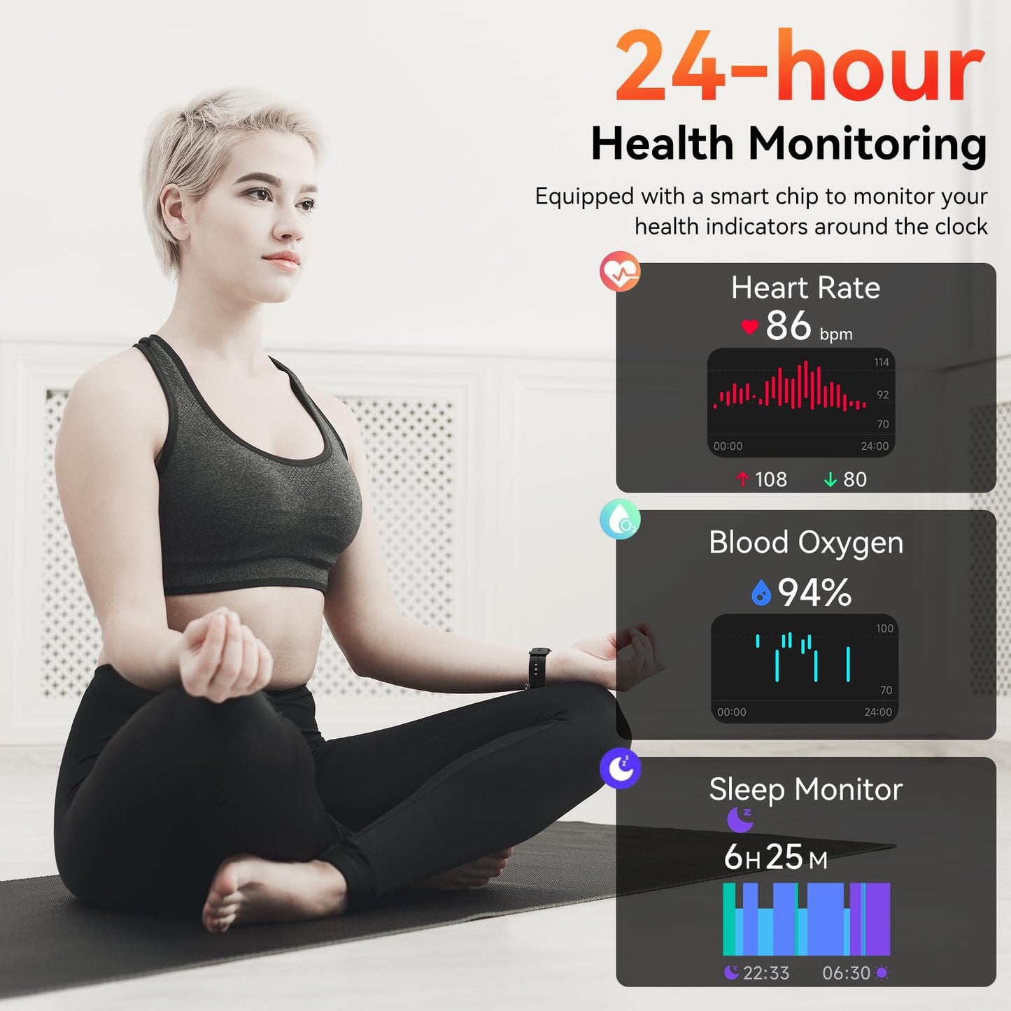 Smart Watch with Alexa Built-in, 1.83" HD Touchscreen, Bluetooth Calling Fitness Tracker, Health Monitor Heart Rate/Sleep Tracking, IP68 Waterproof, 120+ Sports Modes for Android iPhone (Black)