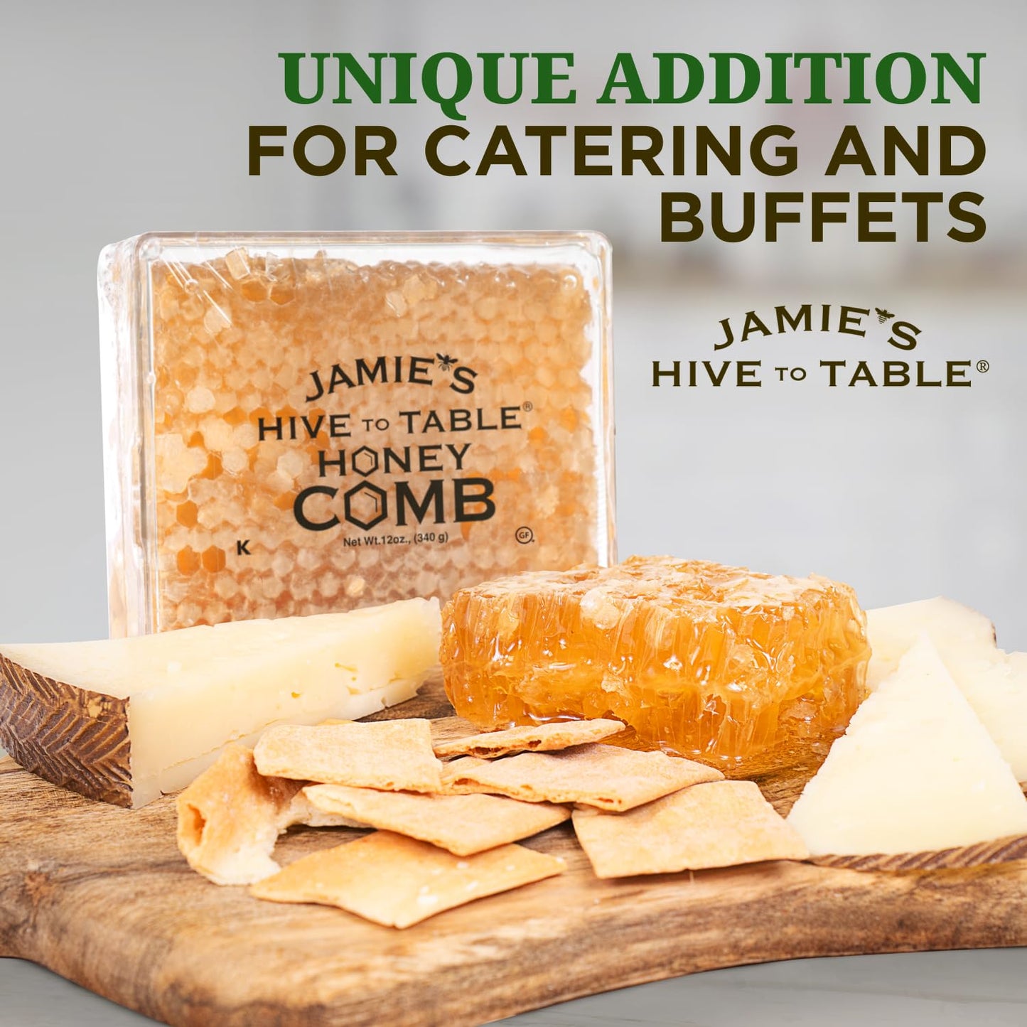 Jamie's Hive To Table 100% Raw Honeycomb, 12 Oz – All-Natural Pure Georgia Honeycomb, No Additives or Preservatives, Non-GMO