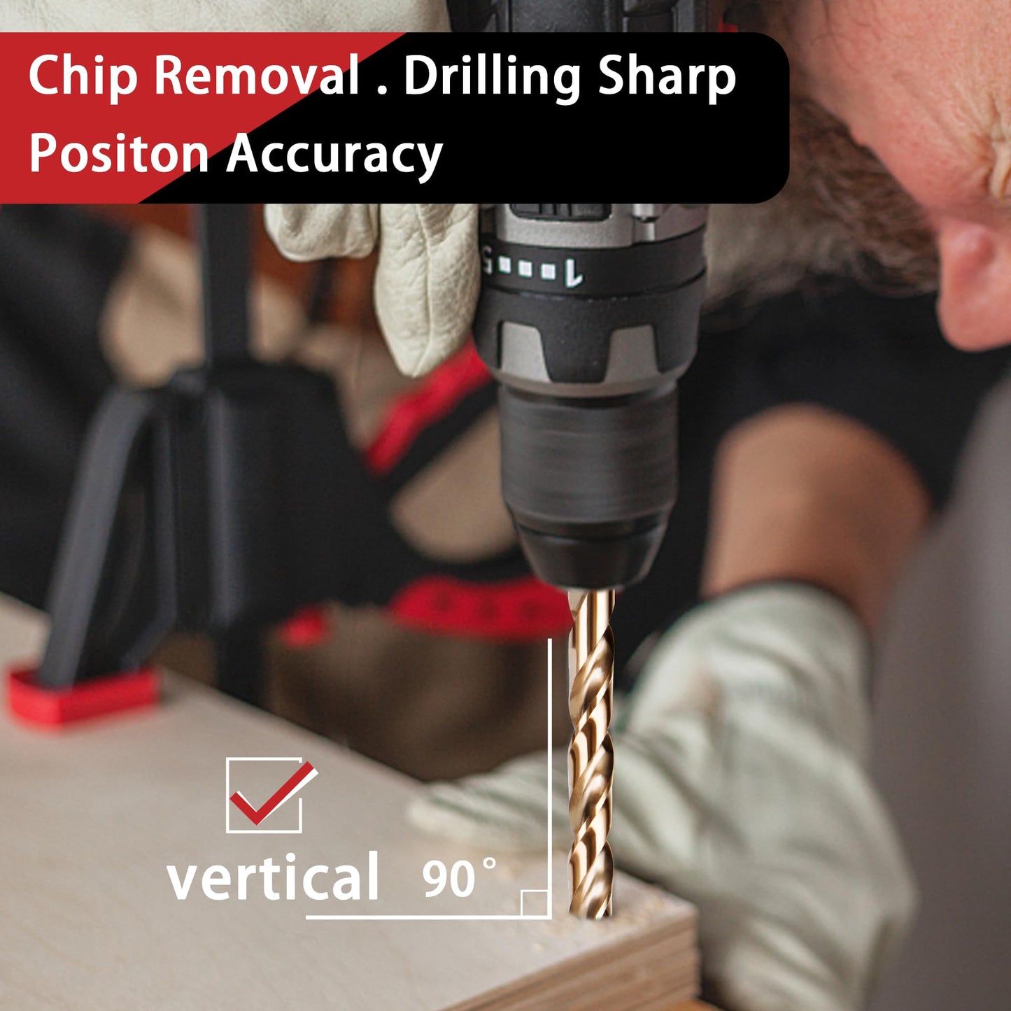 99PC Drill Bit Set, 135° Tip Titanium Coated High Speed Steel, Twist Drill Bit Kit for Iron, Aluminum Alloy, Copper, Wood, Plastic, with Storage Case 1/16"-3/8"