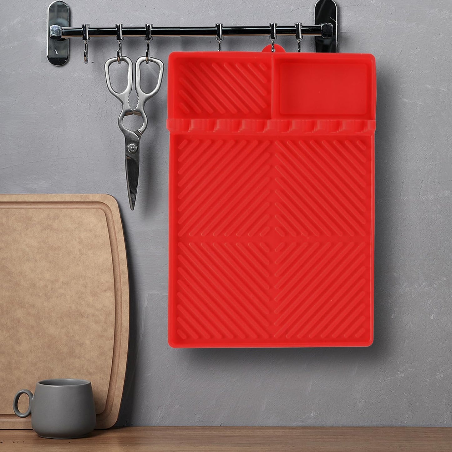 Griddle Mat Barbeque Grill Accessories Tools for Blackstone, Side Shelf Mat Grill Pad for Outdoor Grill Kitchen Counter Spatula Silicone Mat with Drip Pad for Kitchen, Cooking, Countertop (Orange)