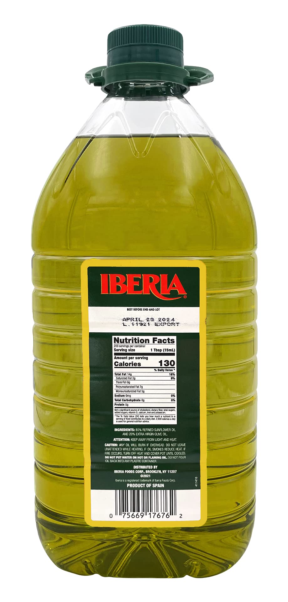Iberia Premium Blend, Sunflower Oil & Extra Virgin Olive Oil, High Heat Frying, 68 Fl Oz