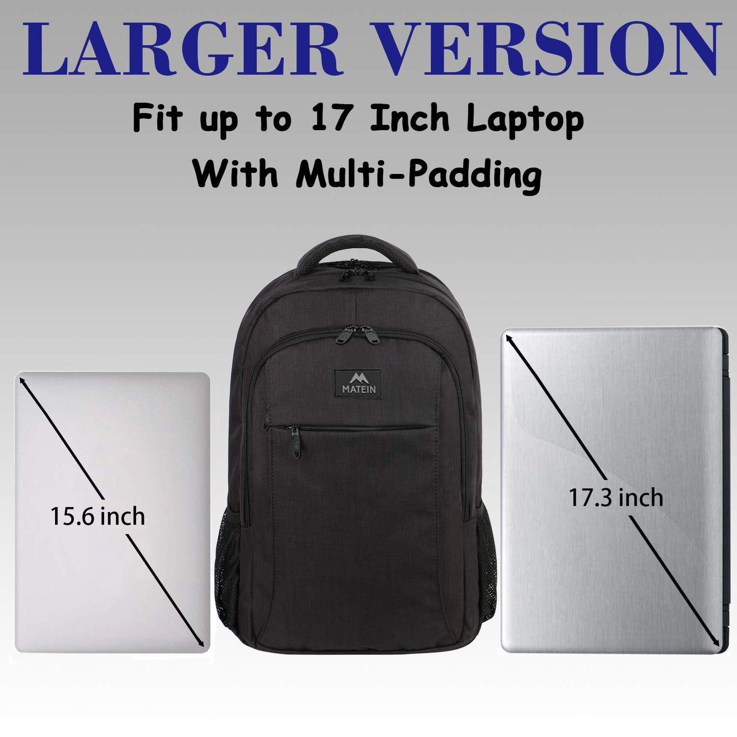 MATEIN Travel Laptop Backpack, Business Anti Theft Slim Sturdy Laptops Backpack with USB Charging Port, Water Resistant College School Computer Bag Gift for Men & Women Fits 15.6 Inch Notebook, Grey