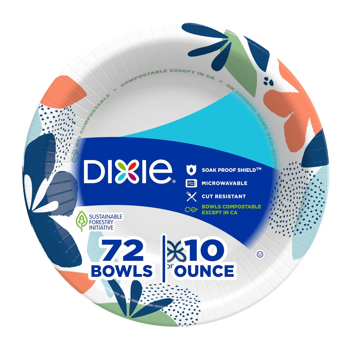 Dixie Small Paper Bowls, 10 Oz, 36 Count (Pack of 8), Microwave-Safe, Soak-Proof, Disposable Bowls Great For Snacks, Dessert, And Light Lunch Meals