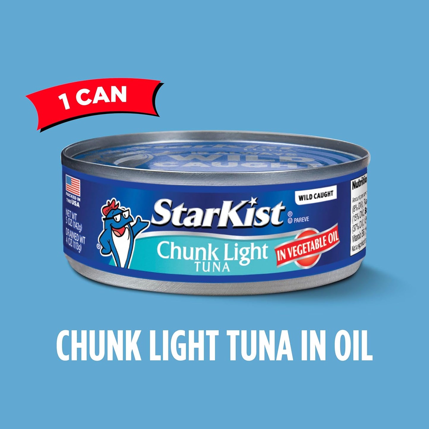 StarKist Chunk Light Tuna in Water, 5 oz (8 Pack) Canned Tuna Fish, Wild Caught, Gluten Free, Ready to Eat, Perfect for Salads, Keto Meals and Snacks, with 20g Protein & 90 Calories Per Serving