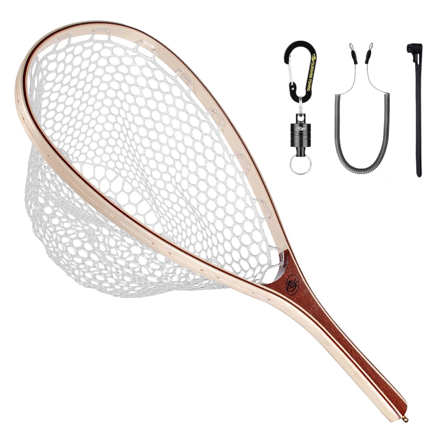 SF Fly Fishing Landing Net Soft Rubber Mesh Trout Net Catch and Release Net