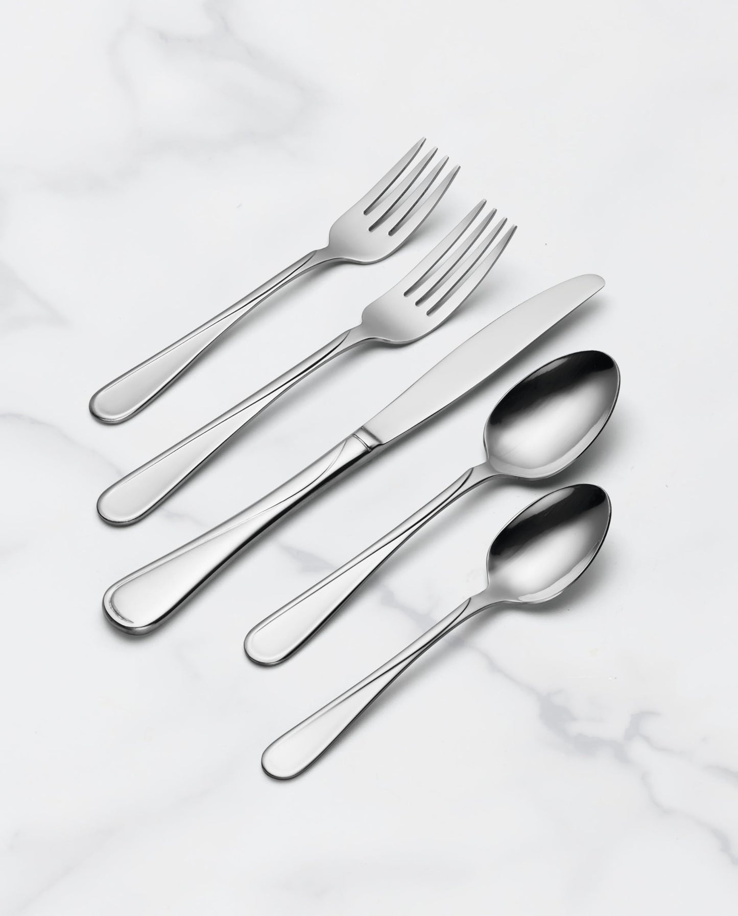Oneida Silverware Set For 8, Flight 45-Piece Everyday Flatware Set with Serving Utensils, Service For 8, 18/0 Stainless Steel, Dishwasher Safe, Knives Spoons and Forks Set, Dining (Silver, 45 pieces)