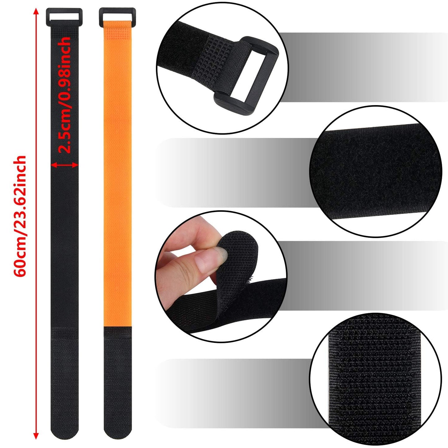 SANNIX 4 Pcs Reusable Bike Wheel Stabilizer Straps - Adjustable Bike Rack Strap With Durable Hook (Black and Orange)
