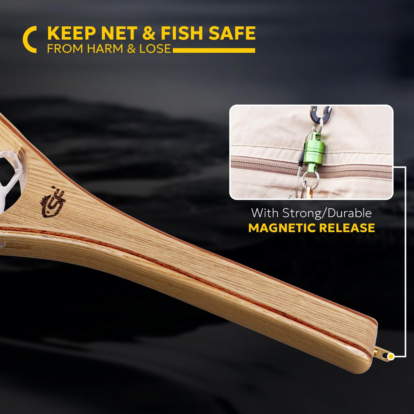 SF Fly Fishing Landing Net Soft Rubber Mesh Trout Net Catch and Release Net