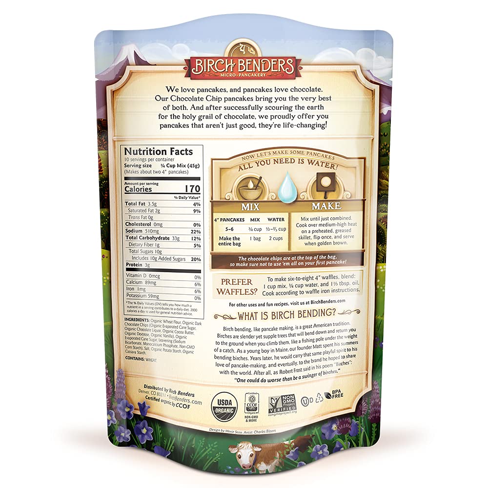 Organic Pancake and Waffle Mix, Classic Recipe by Birch Benders, Whole Grain, Non-GMO, Just Add Water, 16oz (Packaging may vary)