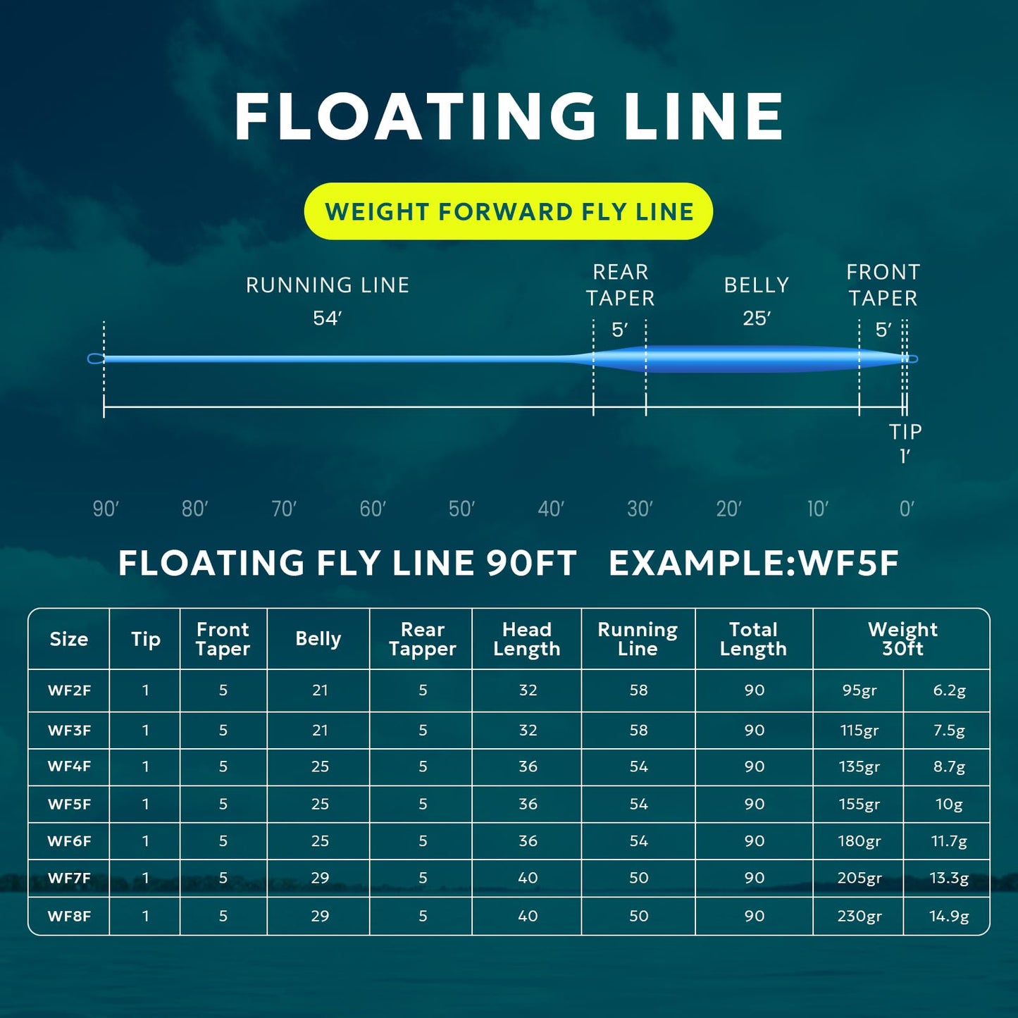SF Fly Fishing Line with Welded Loop Weight Forward Floating Fly Line WF5F 90FT