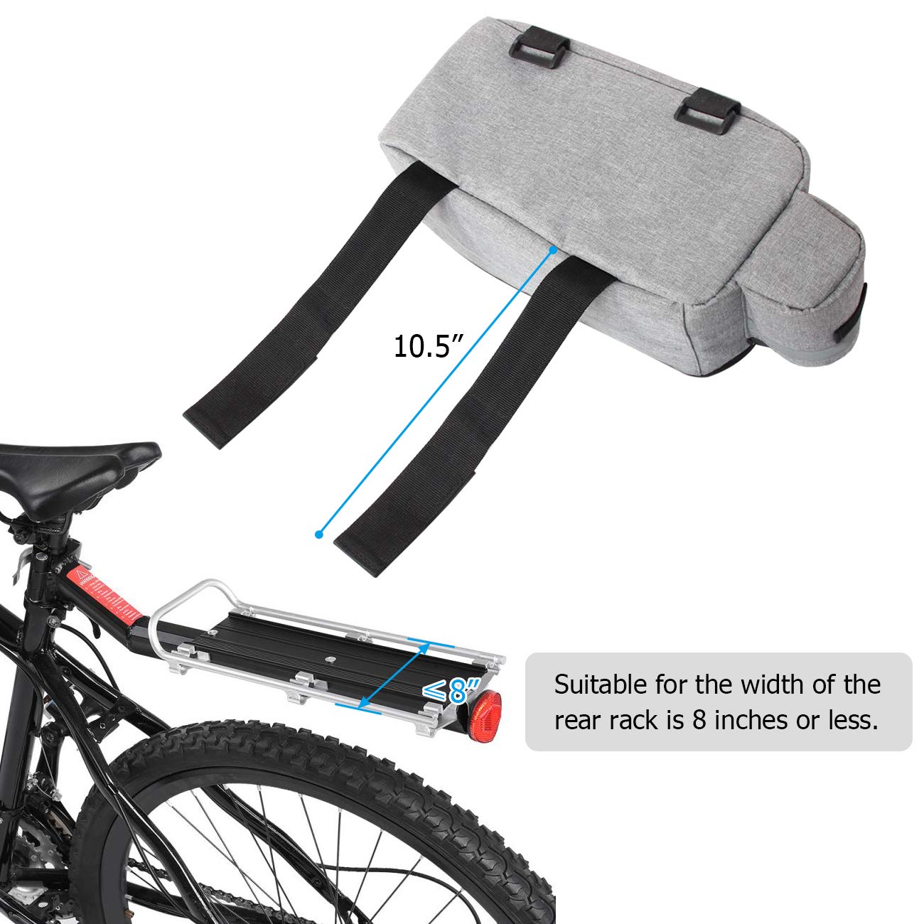 RAYMACE Bike Rear Rack Bag with Tail Light, Bike Truck Cooler Bag for Warm or Cold Items