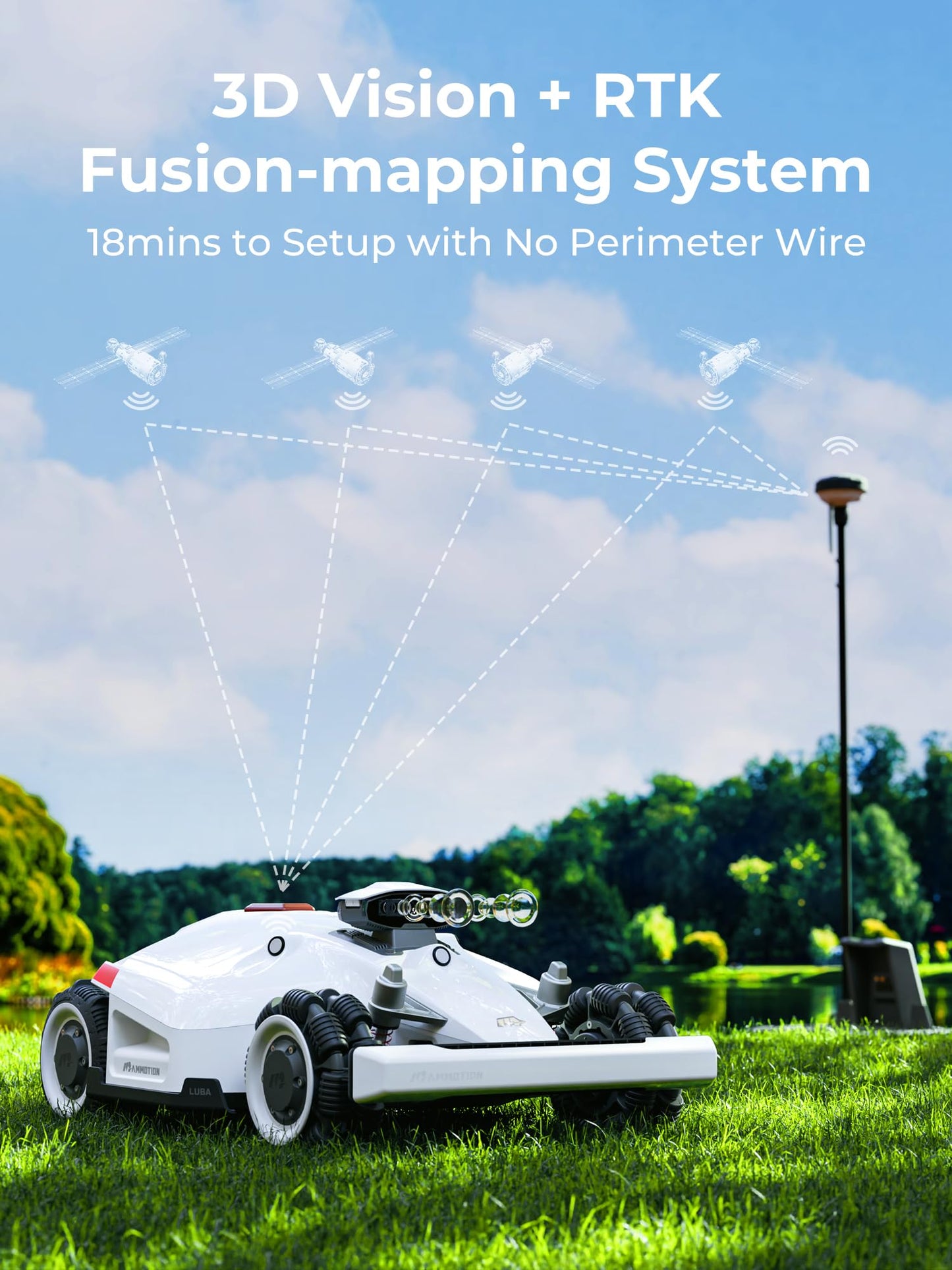 LUBA Mini AWD 800H Robot Lawn Mower with 4G, Reception 0.2 Acre, Max. 0.25 Acre, All-Wheel-Drive for 80% Slope, UltraSense AI Vision+RTK Auto-Mapping, Cutting Height 2.2"-4.0"