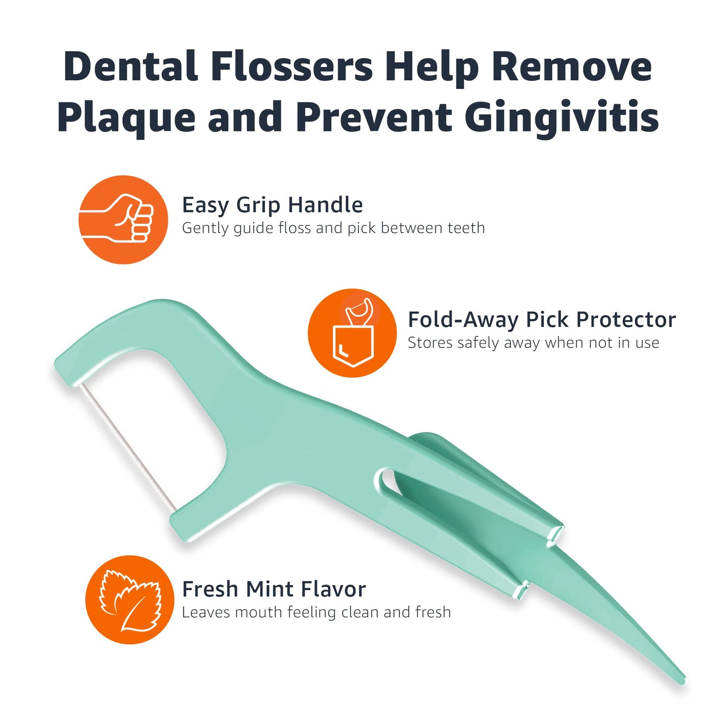 Amazon Basics Mint Dental Flossers, Shred Resistant, Slides Easily Between Teeth, with Fold-Away Pick, 90 Count, 1-Pack (Previously Solimo)