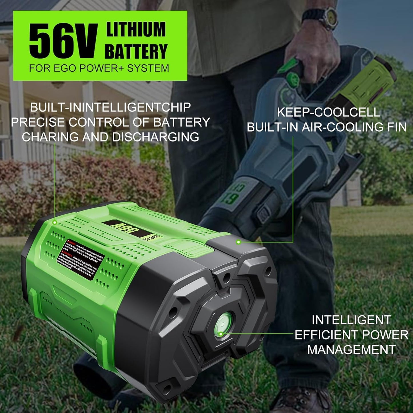 56V 10.0Ah Battery Replacement for EGO 56V Battery 10.0Ah BA1400 BA2800 BA4200 BA5600T Compatible with EGO Power Tools