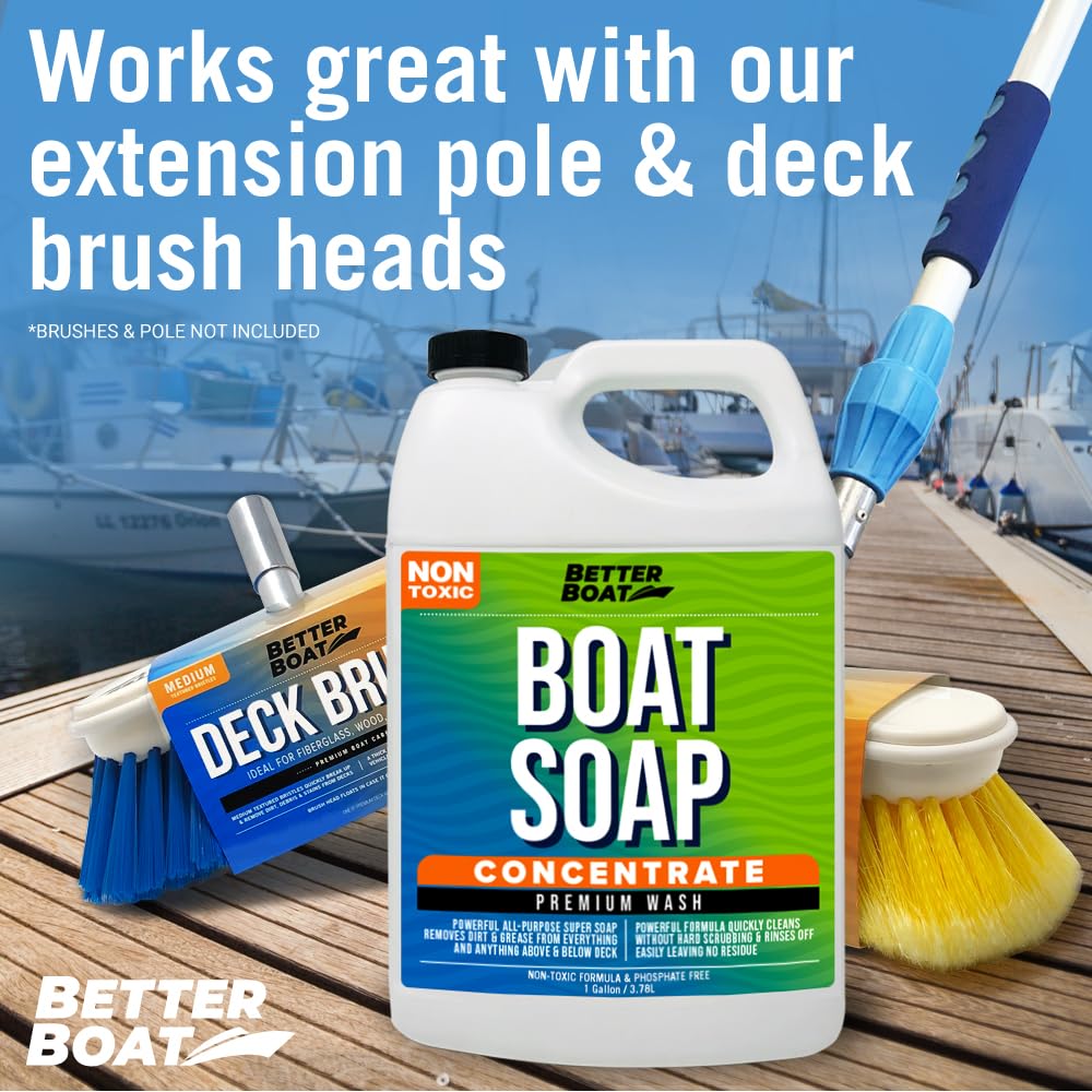 Premium Grade Boat Soap, Marine Concentrate Cleaner, 1 Gallon, Wash and Wax for Freshwater and Saltwater Use, Cleans Fiberglass Boat Hulls, RVs, Marine Cleaning Supplies