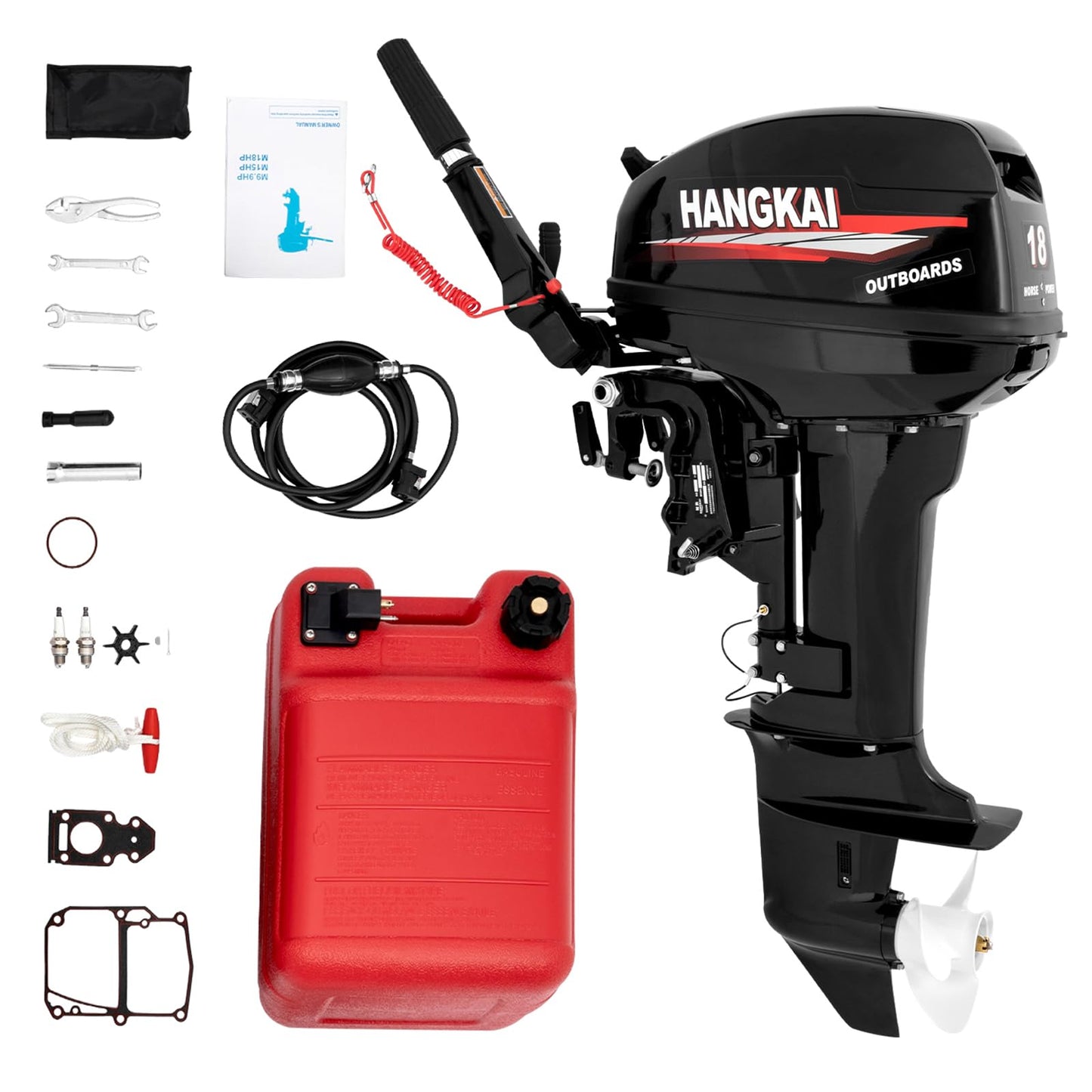 4 Stroke Outboard Motor, 123CC 6.5HP Boat Motor Boat Engine Motor, Heavy Duty Outboard Boat Motor Inflatable Marine Fishing Boat Yacht Engine (Fuel tank and Hoses Not Included)