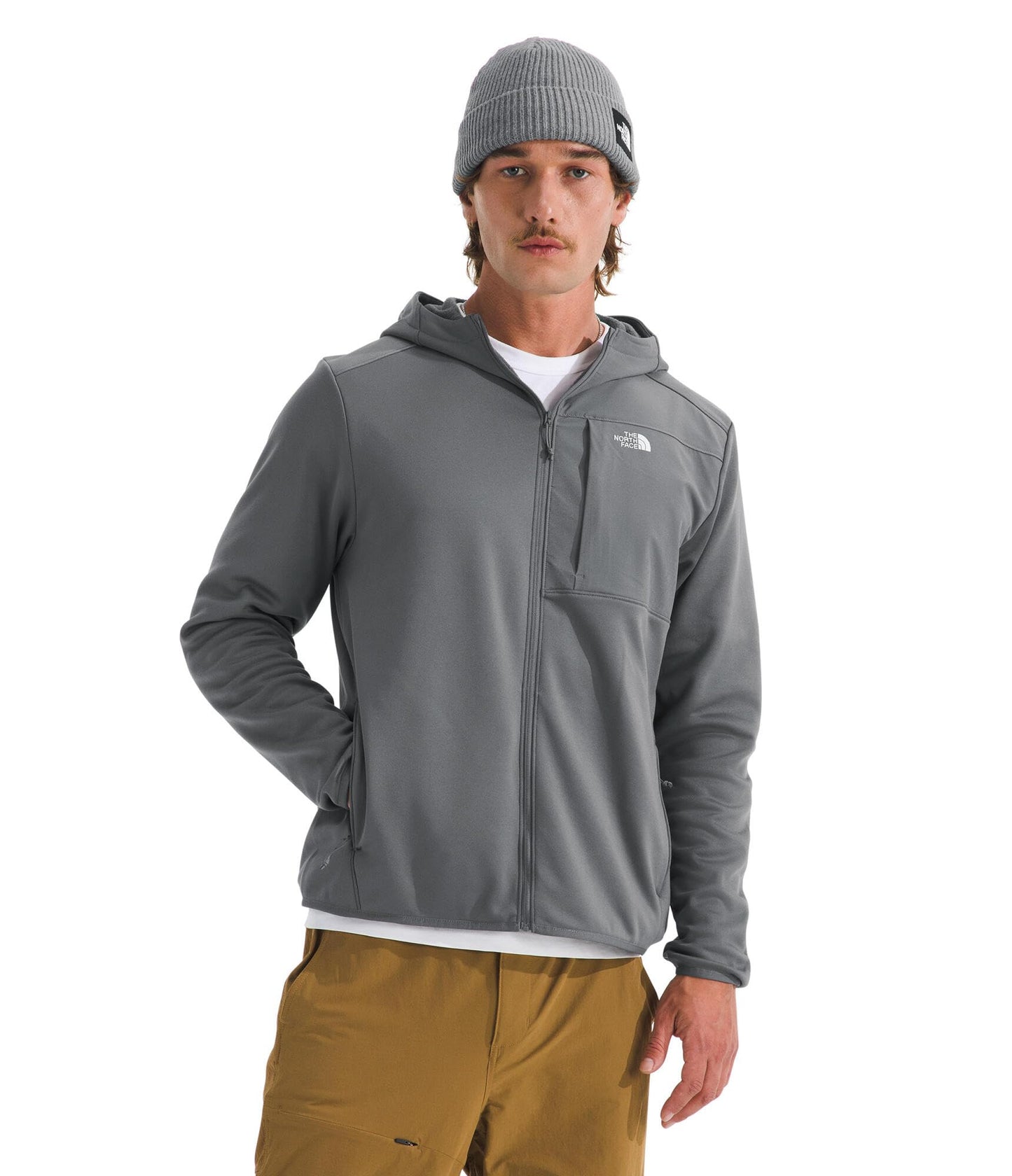 THE NORTH FACE Men's TNF Performance Fleece Full Zip Hoodie | Lightweight Hooded Top, Elastic Binding & Zip Pockets