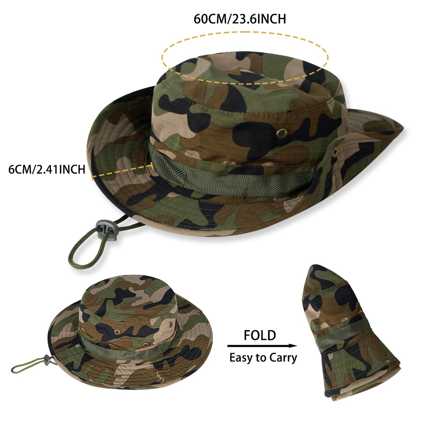 Sun Hats for Men Women Boonie Hat UPF 50+ Bucket Hat Wide Brim UV Protection Fishing Hiking Safari Outdoor Hats