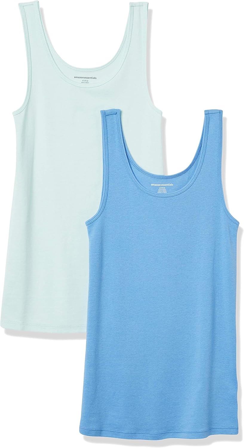 Amazon Essentials Women's Slim-Fit Scoop Neck Tank Top, Pack of 2