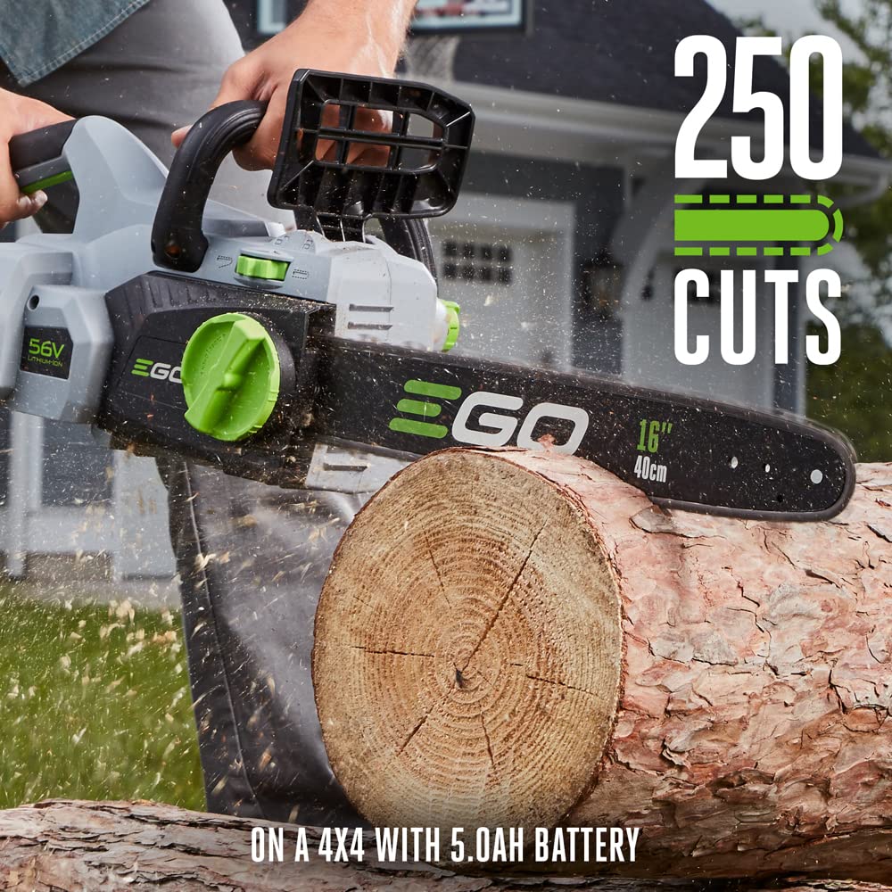 EGO POWER+ Chain Saw, 16” Battery Powered Chainsaw, Electric Cordless, Includes 56V 2.5Ah Battery and Charger – CS1611