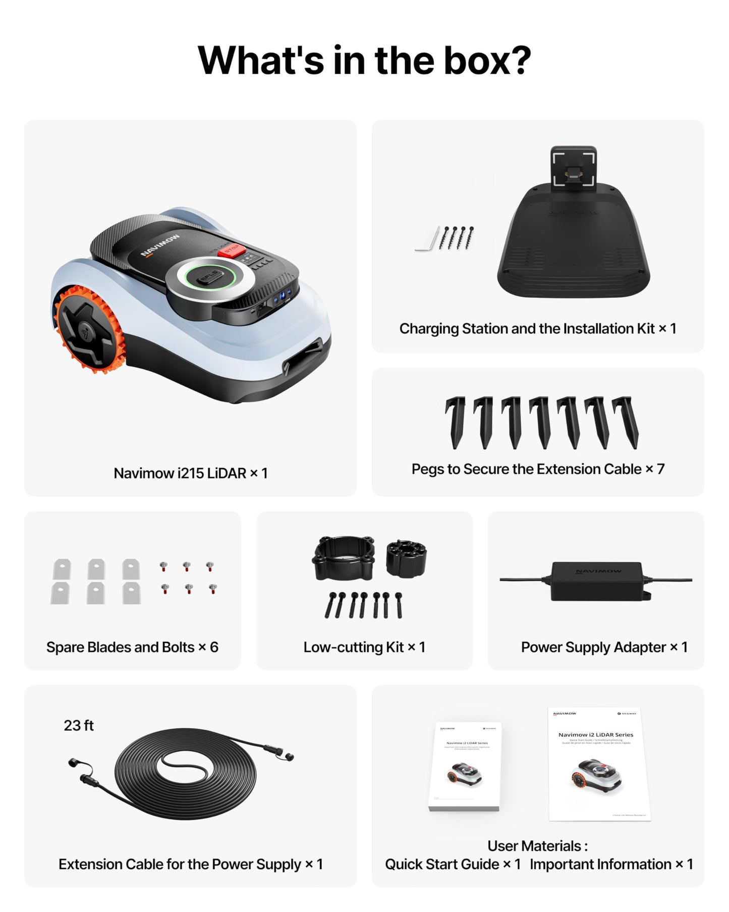 Segway Navimow i215 LiDAR Robot Lawn Mower, Wire Free Robotic Lawn Mower for 0.37 Acre, LiDAR & Vision Dual Fusion, Auto Mapping, Off-Road Wheels for 45% Slopes, Quiet 59 dB(A) Mowing