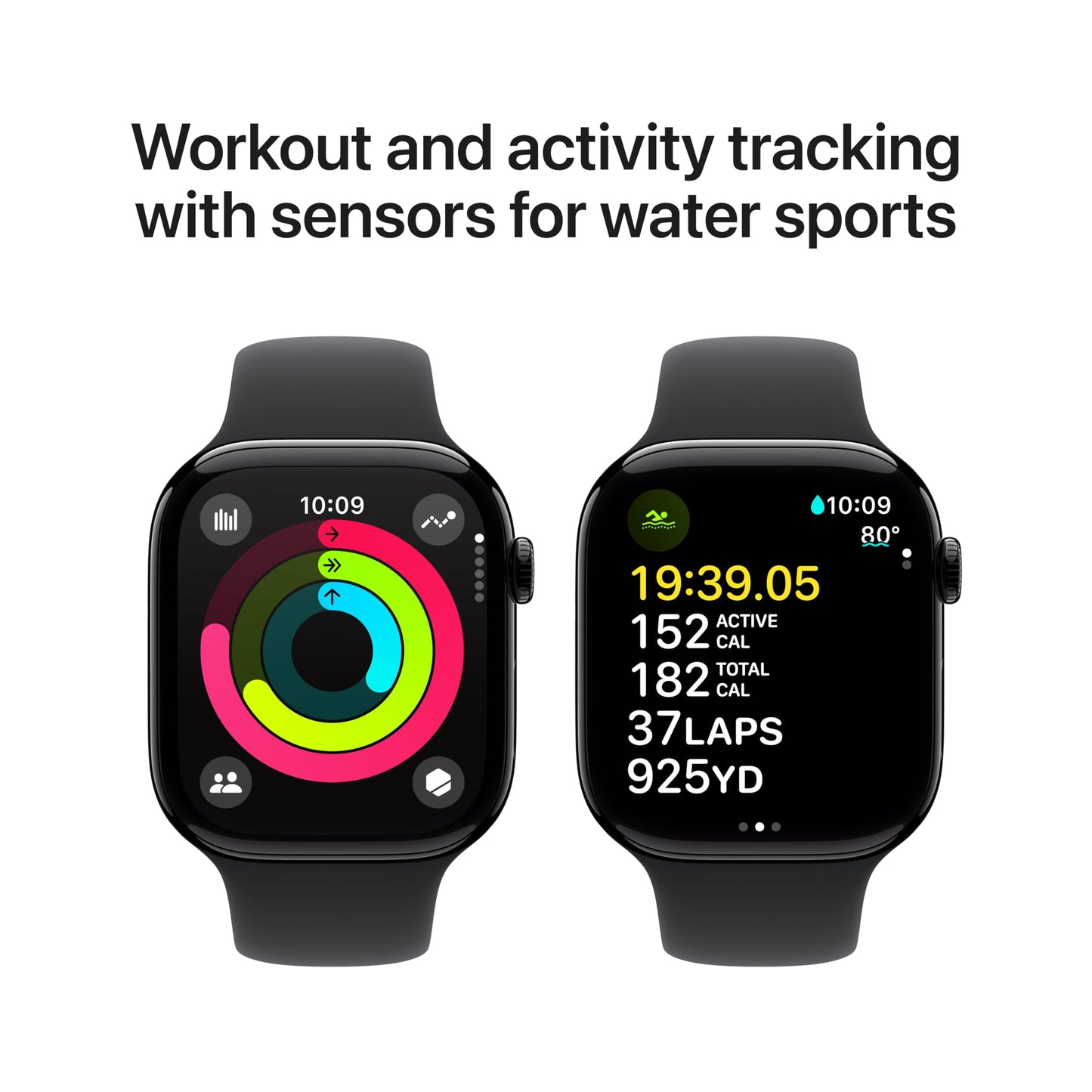 Apple Watch Series 10 [GPS + Cellular 46mm case] Smartwatch with Jet Black Aluminium Case with Black Sport Band - M/L. Fitness Tracker, ECG App, Always-On Retina Display, Water Resistant