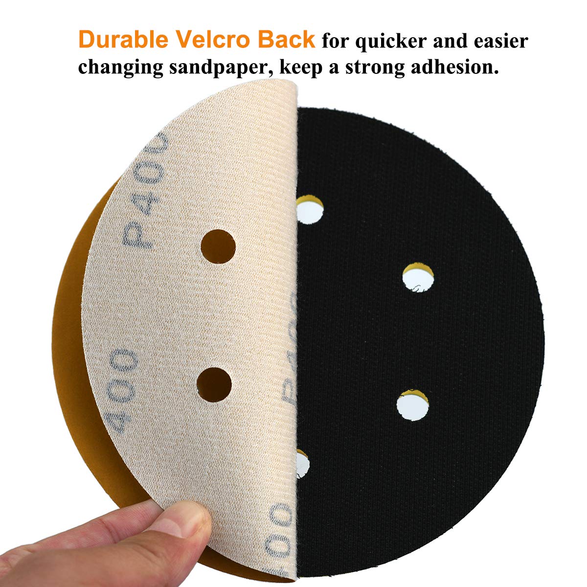 6-Inch 6-Hole Hook and Loop Sanding Discs 600-Grit, Random Orbital Sandpaper for Automotive and Woodworking, 100-Pack