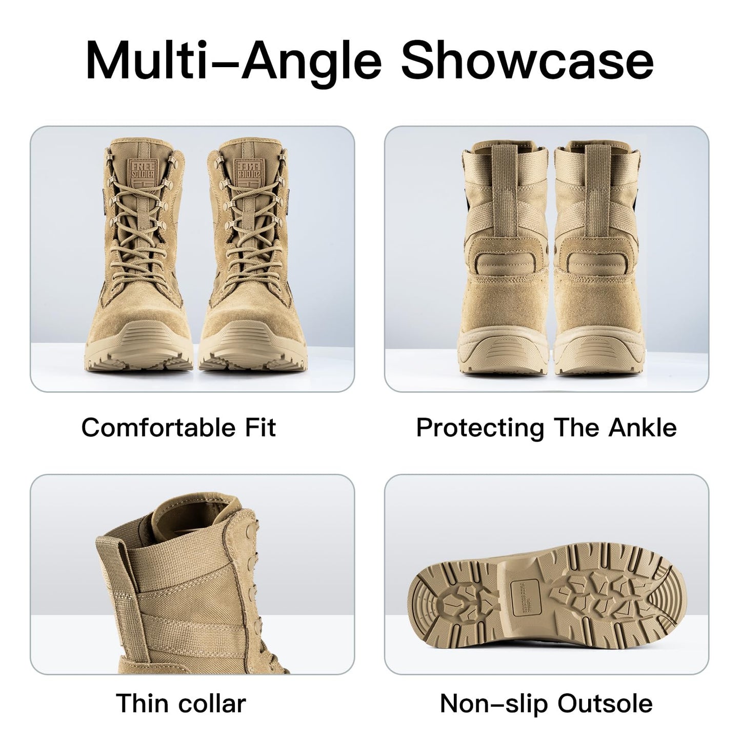 FREE SOLDIER Women’s Tactical Boots 8 Inches Lightweight Combat Boot Durable Military Work Outdoors Boots Desert Boot for Women