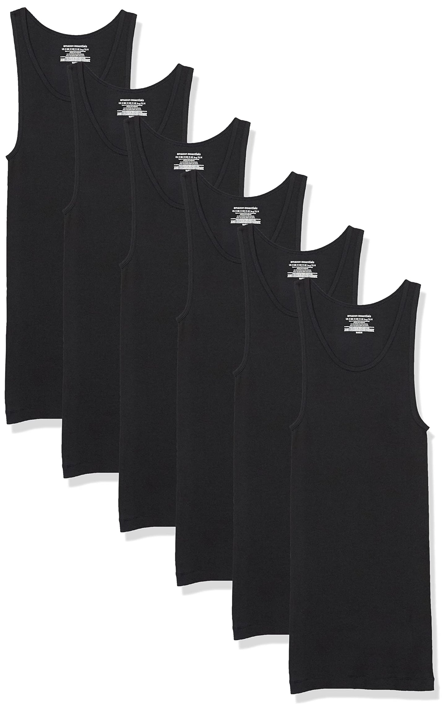 Amazon Essentials Men's Slim Fit Breathable Cotton Tank Undershirts, Pack of 6