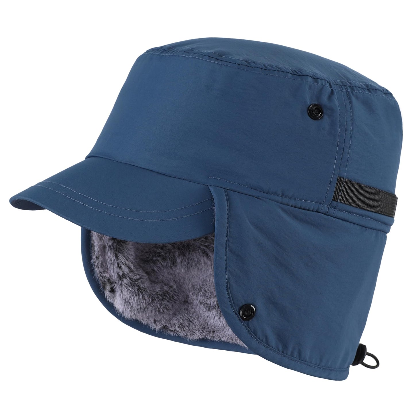 Connectyle Men's Winter Hat with Visor Warm Earflaps Hat Fully Lined Faux Fur Baseball Cap Trapper Hunting Hats