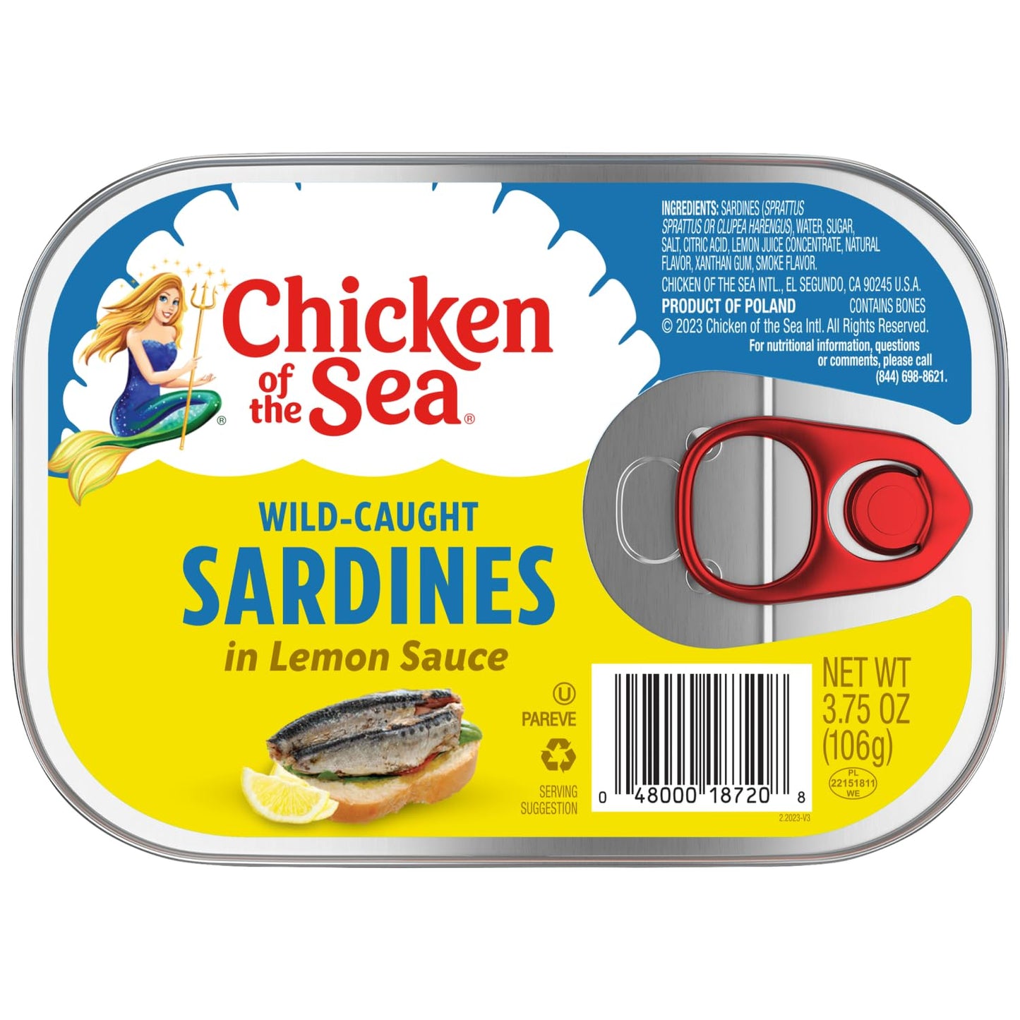 Chicken of the Sea Sardines in Olive Oil, 3.75 oz. Cans (Pack of 18), Wild Caught Canned Sardines, Packaging May Vary