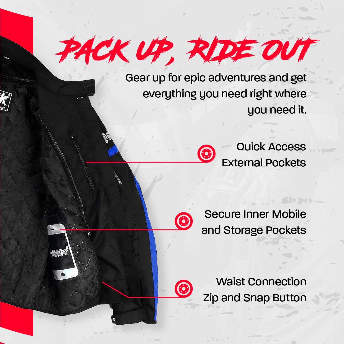HWK Motorcycle Jacket Men's Riding Textile Racing Motorbike Hi-Vis Biker CE Armored Water Resistant Jackets