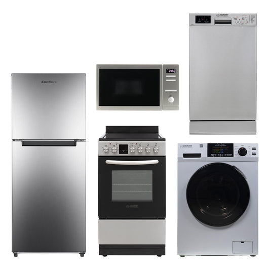 Equator TINY HOME ULTRA COMPACT APPLIANCE PACK- Combo Washer-Dryer+Dishwasher+Cooking Range+Refrigerator+Microwave