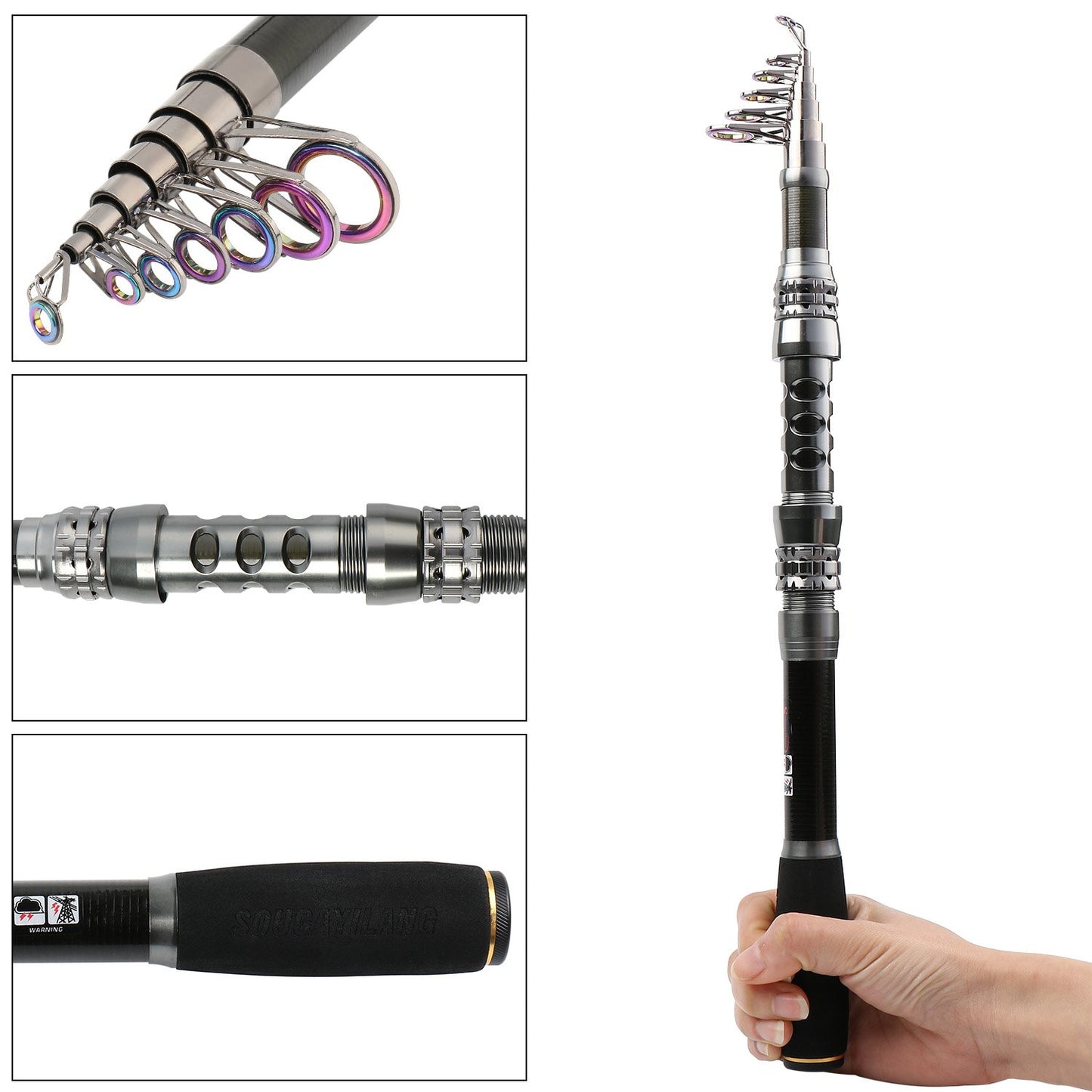 Sougayilang Fishing Rod Reel Combo with Telescopic Fishing Pole Spinning Reel Carrier Bag