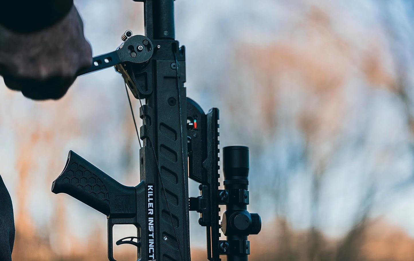 Killer Instinct Fuel 415 Crossbow Package. The Fuel 415 Pro Package is Equipped with a Lumix Scope, 3 Hypr Lite Bolts, Quiver, with an Integrated RDC Crank Allowing for Fast and Easy Reloads.