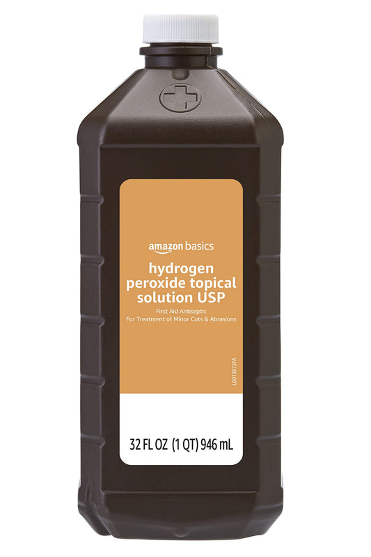 Amazon Basics Hydrogen Peroxide Topical Solution USP, First Aid Antiseptic for Cuts, Scrapes and Wound Disinfection, 32 fl oz, 1-Pack