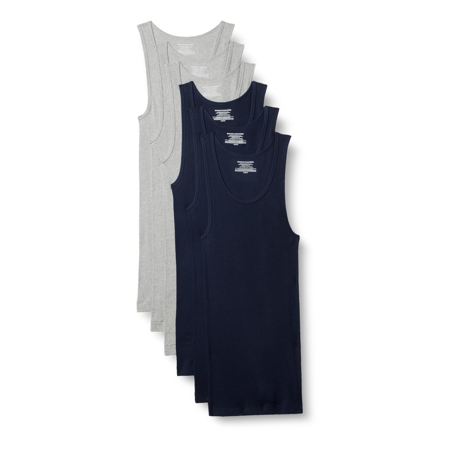 Amazon Essentials Men's Slim Fit Breathable Cotton Tank Undershirts, Pack of 6