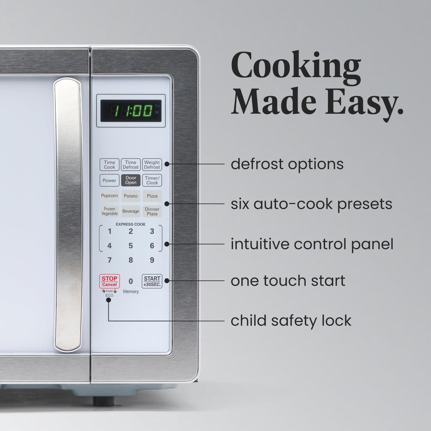 Farberware Countertop Microwave 700 Watts, 0.7 Cu. Ft. - Microwave Oven With LED Lighting and Child Lock - Perfect for Apartments and Dorms - Easy Clean Stainless Steel